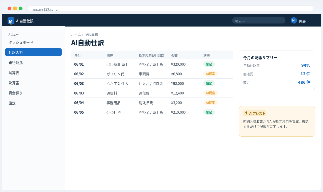 クラウド会計・財務クラウド 画面イメージ