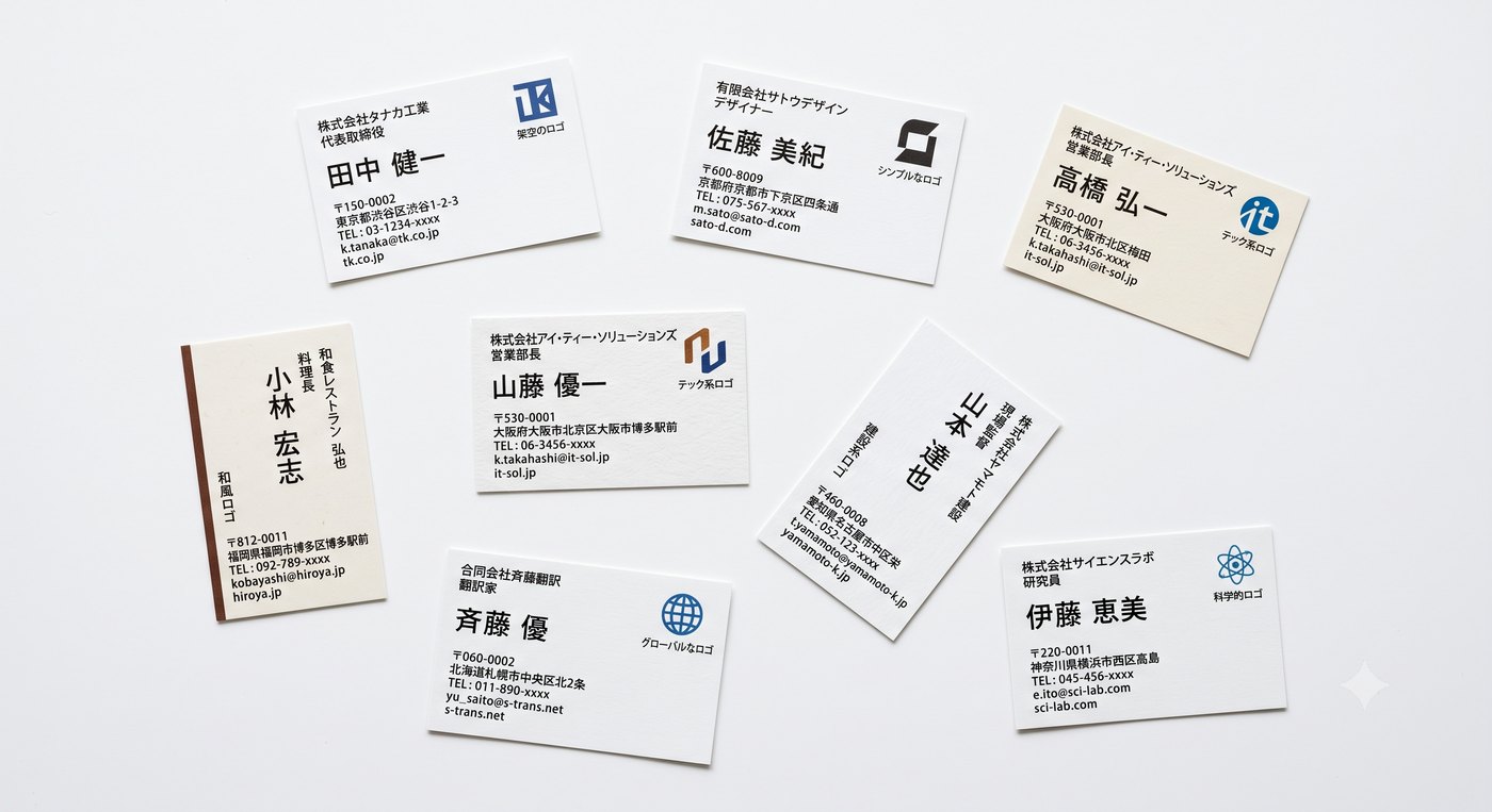 複数の名刺を無造作に並べて撮っても、AIが1枚ずつ切り分けて読み取る